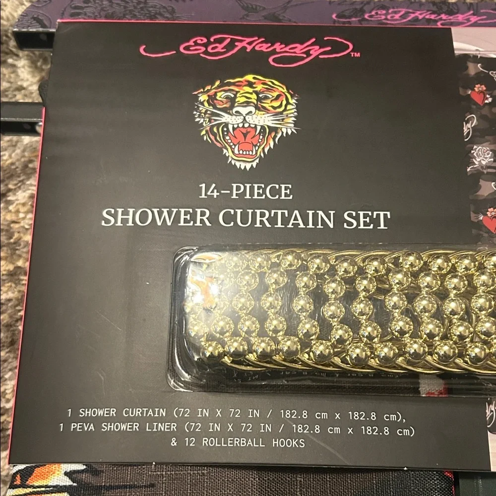 New Ed Hardy Dark Green Camel Shower Curtain Set